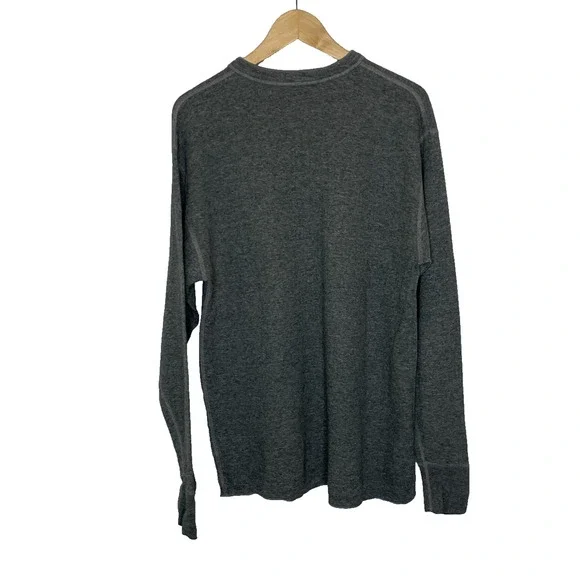 Men's Large L.L.Bean Gray Wool Blend River Driver's Shirt Traditional Henley - Picture 4 of 4